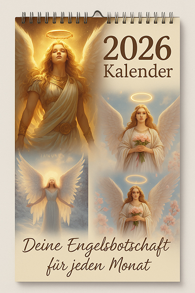 Engel-Kalender 2026 mit himmlischen Engelsbotschaften für jeden Monat – spiritueller Jahreskalender von Madelaine Dein Seelencoac